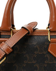 Triomphe Canvas Calfskin Small Boston Bag Tan