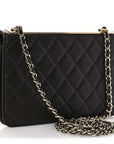 Lambskin Quilted Trendy CC Wallet On Chain WOC Dark Brown