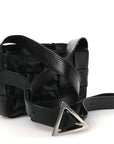 Paper Calfskin Maxi Intrecciato Small Cassette Crossbody Bag Black
