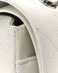 Caviar Quilted Medium Double Flap White