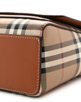 Coated Canvas Calfskin Vintage Check Medium Note Crossbody Bag Briar Brown