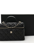 Caviar Quilted Top Handle Slim Vanity With Chain Black