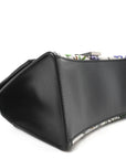 X GCCI Canvas Boarded Plutone Calfskin Flora Logo Print Small Hourglass Top Handle Bag White Multicolor Black
