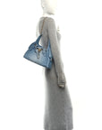 Washed Denim Quilted Small CHNL 25 Handbag Blue
