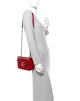 Velvet Matelasse Mini GG Marmont Shoulder Bag Hibiscus Red