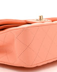 Lambskin Quilted Small Double Flap Light Orange