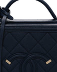 Caviar Quilted Medium CC Filigree Vanity Case Navy