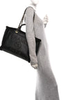Lambskin Shearling Medium Deauville Tote Dark Brown