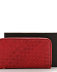 Nappa Intrecciato Zip Around Wallet Red