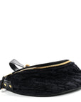 Crushed Velvet Logo Embossed XXS Souvenir Belt Bag Black