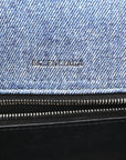 Nappa Denim Printed Hourglass Top Handle Bag Small Denim Blue