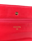 Lambskin Micro Quilted Wallet On Chain WOC Fuchsia