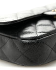 Caviar Quilted Flap Phone Holder With Chain Black