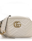 Calfskin Matelasse Small GG Marmont Chain Shoulder Bag White