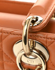 Lambskin Cannage Small Lucky Badges My Lady D1OR Orange