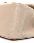 Iridescent Caviar Quilted Jumbo Double Flap Beige