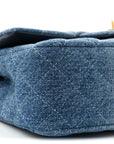 Washed Denim Quilted Mini Rectangular Flap Blue