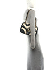 Calfskin Matelasse Medium GG Marmont Shoulder Bag Black White