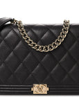 Caviar Quilted Boy Wallet On Chain WOC Dark Brown