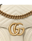 Calfskin Matelasse Small GG Marmont Shoulder Bag White