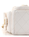 Shiny Lambskin Quilted Trendy Pockets Hobo White