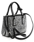 Satin Crystal Mini Galleria Double Zip Tote Metal