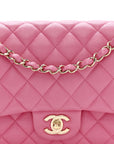 Caviar Quilted Medium Double Flap Pink