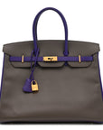 Epsom Bi-Color Horseshoe Birkin 35 Etain Crocus