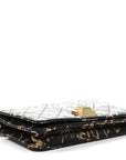 Calfskin Quilted Graffiti Pyramid Wallet On Chain WOC Black