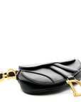 Grained Calfskin Mini Saddle Bag Black