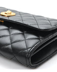 Lambskin Quilted Medusa Wallet On Chain Crossbody Black