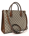 GG Supreme Monogram Azalea Calfskin Small Retro Interlocking G Tote Bag Beige Ebony Brown Sugar