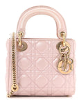 Metallic Lambskin Cannage Mini Lady D1OR Lotus