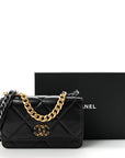 Lambskin Quilted CHNL 19 Wallet On Chain WOC Black