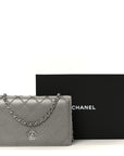 Lambskin Crystal Quilted Wallet On Chain WOC Grey