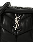 Lambskin Quilted Small Loulou Puffer Monogram Chain Satchel Black