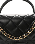 Lambskin Quilted Preppy Satchel Wallet On Chain WOC Black