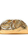 Metallic Crinkled Lambskin The Pouch Oversized Clutch Oro