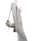 Metallic Agneau Arena Le Cagole Chain Shoulder Bag XS Silver