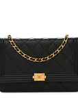 Lambskin Quilted Boy Wallet On Chain WOC Black