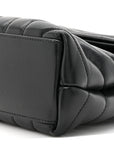 Calfskin Y Quilted Monogram Small Loulou Chain Satchel Black