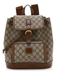 GG Supreme Monogram Azalea Calfskin Retro Interlocking G Buckle Backpack Beige Ebony Brown Sugar