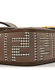 Wool Vitello King Houndstooth FF Embroidered Baguette Beige Moro