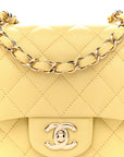 Lambskin Quilted Mini Square Flap Light Yellow