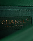 Lambskin Quilted Small Boy Flap Green