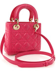 Lambskin Cannage Mini Lady D1OR Pink