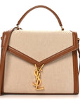 Canvas Calfskin Medium Classic Monogram Cassandra Top Handle Tan Natural