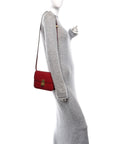 Box Calfskin Teen Classic Box Flap Bag Red