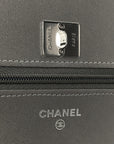 Lambskin Crystal Quilted Wallet On Chain WOC Grey