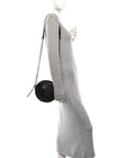 Azalea Calfskin Matelasse Heart Mini GG Marmont Round Shoulder Bag Black